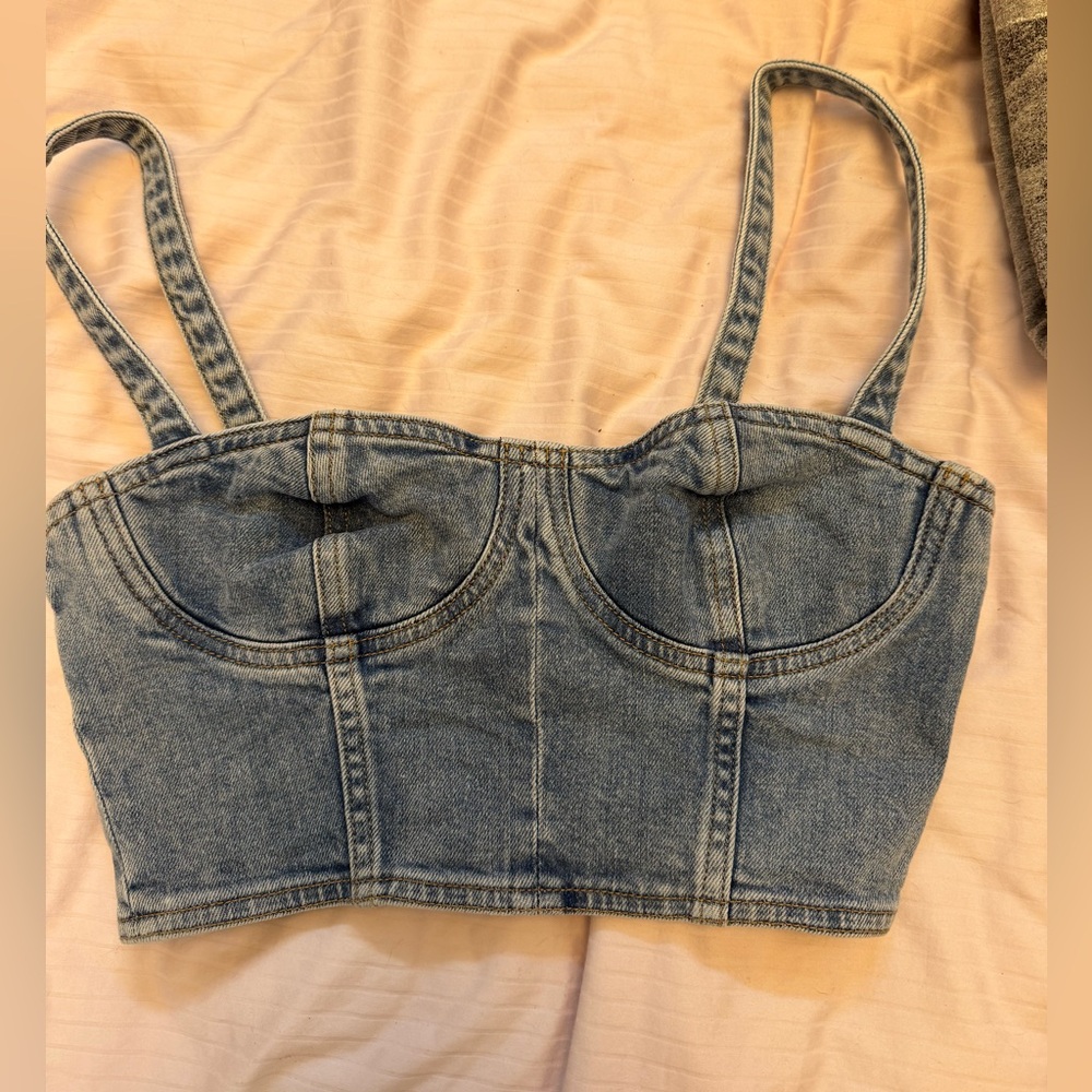 ❌SOLD❌Denim Forum Bustier Crop Top